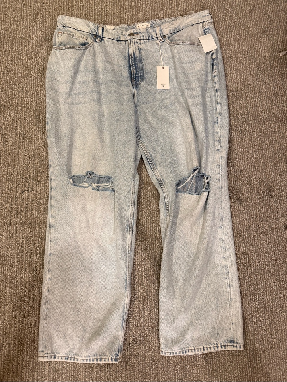 NWT Good American Good Petite 90s Jeans 20 Blue542 Ripped Relaxed Baggy